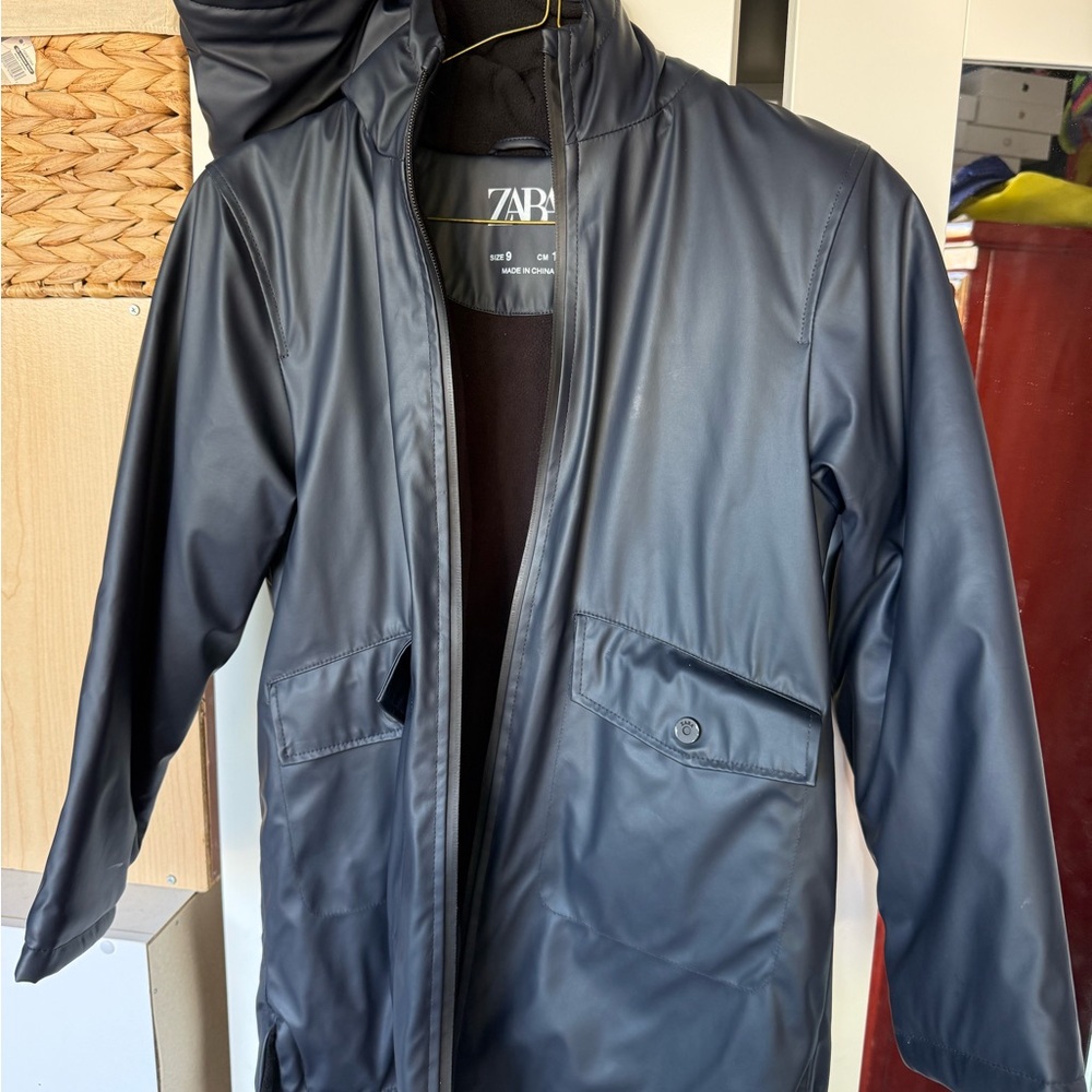 Zara youth black rain jacket